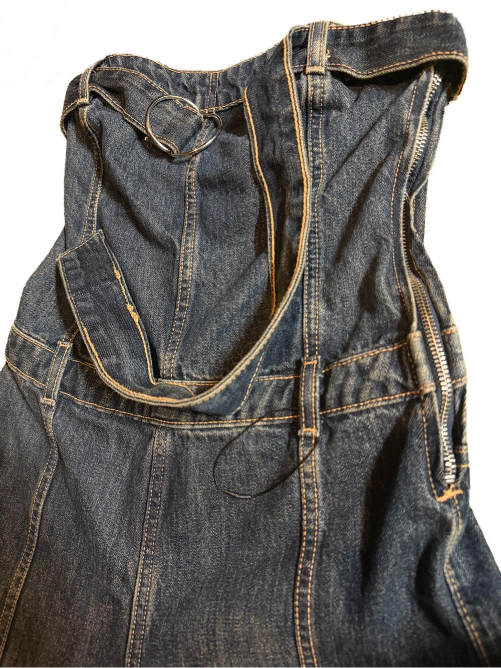 🥳 HP 🥳 Zara Strapless TRF Denim Jumpsuit Dark Wash Small NWOT Romper Outfit New - Picture 5 of 12